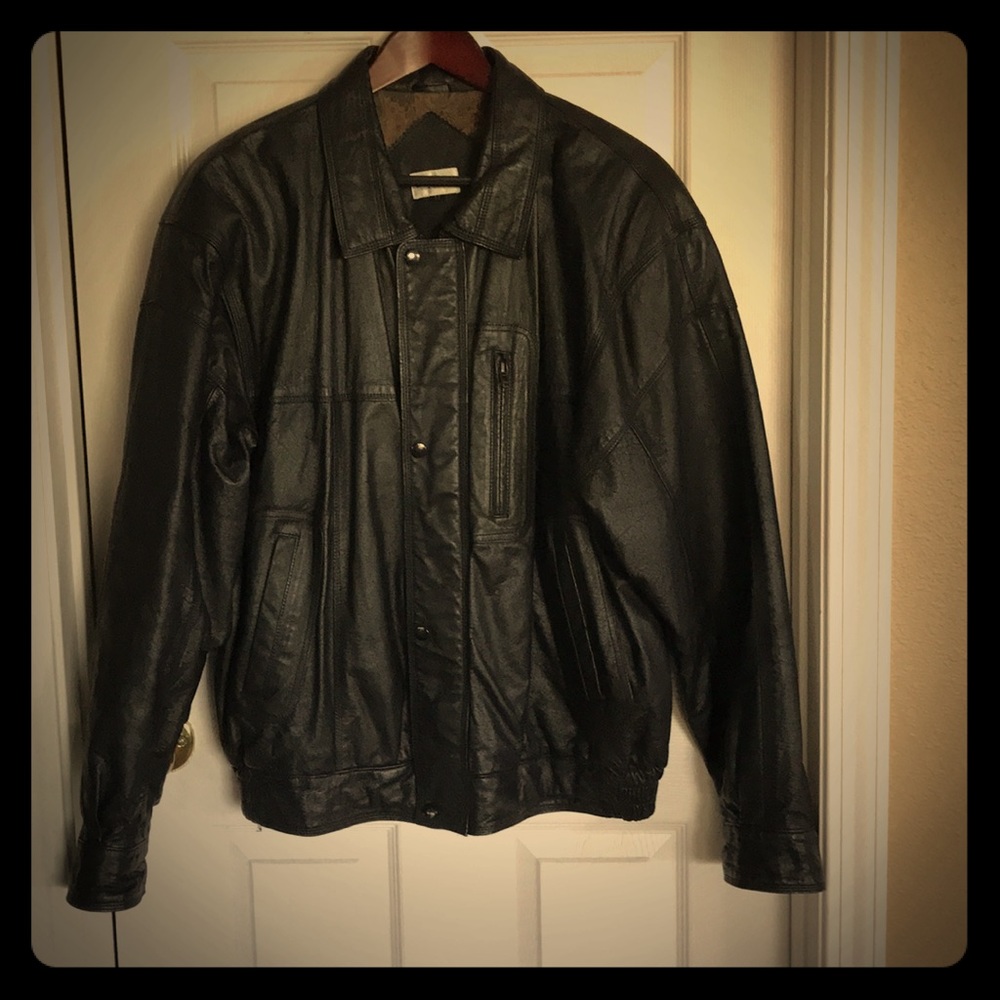 Men’s leather black jacket.